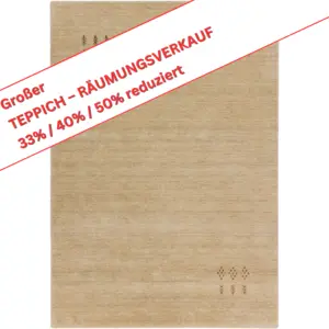 Erramala/M.A.-rand ca. 140 x 200 cm - 100% Schurwolle - Farbe: beige